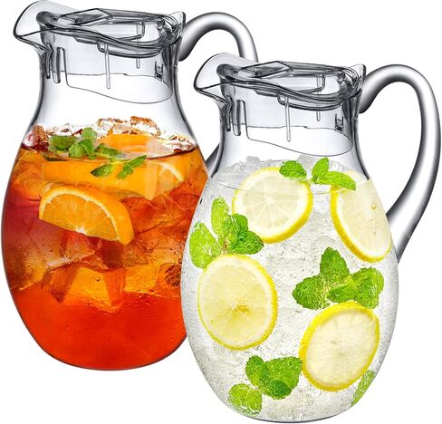 Amazing Abby - Bubbly - 2-Pack Acrylic Pitcher (72 oz), Clear Plastic Water Pitcher with Lid, Fridge Jug, BPA-Free, Shatter-Proof, Great for Iced Tea, Sangria, Lemonade, Juice, Milk, and More in Saudi Arabia
