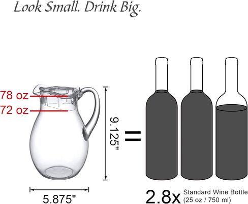 Amazing Abby - Bubbly - 2-Pack Acrylic Pitcher (72 oz), Clear Plastic Water Pitcher with Lid, Fridge Jug, BPA-Free, Shatter-Proof, Great for Iced Tea, Sangria, Lemonade, Juice, Milk, and More in Saudi Arabia