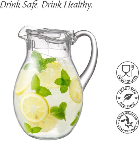 Amazing Abby - Bubbly - 2-Pack Acrylic Pitcher (72 oz), Clear Plastic Water Pitcher with Lid, Fridge Jug, BPA-Free, Shatter-Proof, Great for Iced Tea, Sangria, Lemonade, Juice, Milk, and More in Saudi Arabia