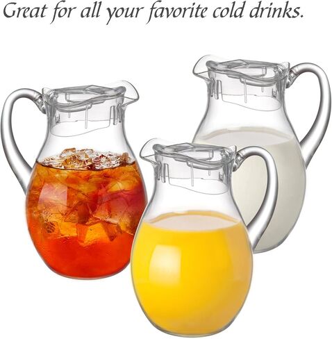 Amazing Abby - Bubbly - 2-Pack Acrylic Pitcher (72 oz), Clear Plastic Water Pitcher with Lid, Fridge Jug, BPA-Free, Shatter-Proof, Great for Iced Tea, Sangria, Lemonade, Juice, Milk, and More in Saudi Arabia