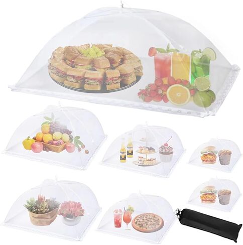 7Pack Various Size (40x24*1,17x17*2,14x14*2,12x12*2) Pop-up Food Tents Food Covers for Outside Mesh to Keep Bugs away,Reusable Collapsible Food Nets for Picnic Party BBQ Wedding Fruit in Saudi Arabia