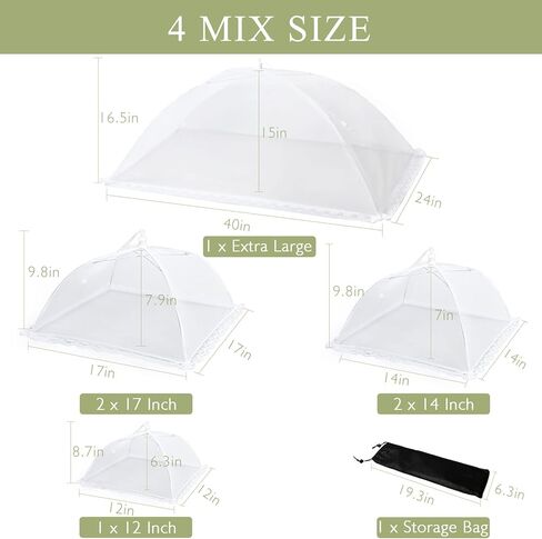 7Pack Various Size (40x24*1,17x17*2,14x14*2,12x12*2) Pop-up Food Tents Food Covers for Outside Mesh to Keep Bugs away,Reusable Collapsible Food Nets for Picnic Party BBQ Wedding Fruit in Saudi Arabia
