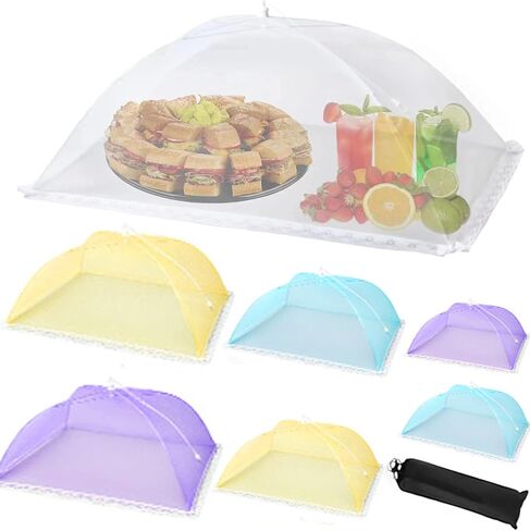 7Pack Various Size (40x24*1,17x17*2,14x14*2,12x12*2) Pop-up Food Tents Food Covers for Outside Mesh to Keep Bugs away,Reusable Collapsible Food Nets for Picnic Party BBQ Wedding Fruit in Saudi Arabia