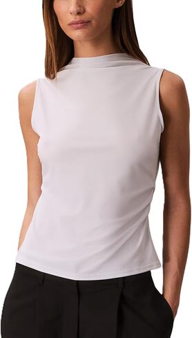 Calvin Klein Women's Crepe Mock Neck Top in Saudi Arabia