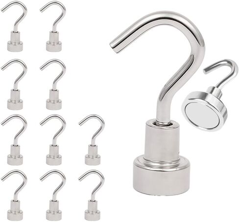 10 Pack Magnetic Hooks,5lb+ Heavy Duty Earth Magnets with Hook for Refrigerator,Strong Magnets Refrigerator Fridge Hanging for Classroom,Beach Vacation,Kitchen Grills,Home in Saudi Arabia