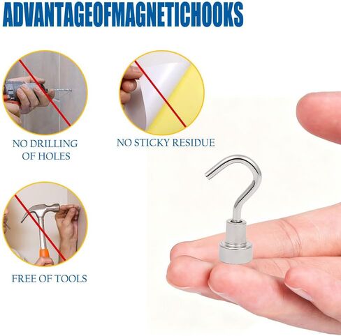 10 Pack Magnetic Hooks,5lb+ Heavy Duty Earth Magnets with Hook for Refrigerator,Strong Magnets Refrigerator Fridge Hanging for Classroom,Beach Vacation,Kitchen Grills,Home in Saudi Arabia
