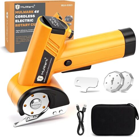 Mulwark Cardboard Cutter Electric, 4.2V Electric Scissors Cordless LED Display, Includes 2 Spare Blades, 4-Speed Electric Box Cutter for Cardboard, Carpet, Plastic, Leather, Portable Cutting Tool in Saudi Arabia