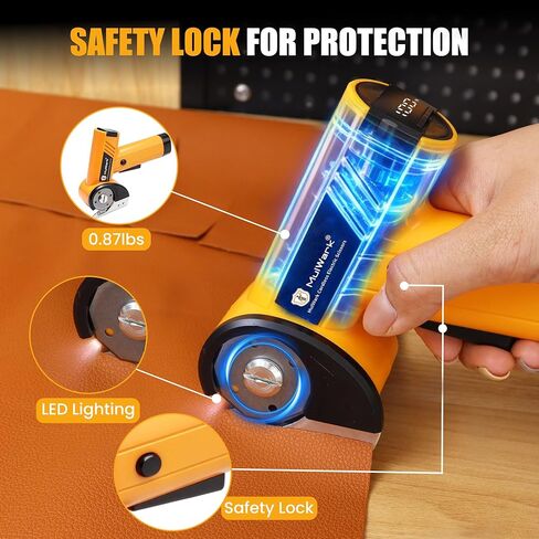 Mulwark Cardboard Cutter Electric, 4.2V Electric Scissors Cordless LED Display, Includes 2 Spare Blades, 4-Speed Electric Box Cutter for Cardboard, Carpet, Plastic, Leather, Portable Cutting Tool in Saudi Arabia