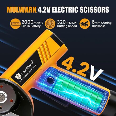 Mulwark Cardboard Cutter Electric, 4.2V Electric Scissors Cordless LED Display, Includes 2 Spare Blades, 4-Speed Electric Box Cutter for Cardboard, Carpet, Plastic, Leather, Portable Cutting Tool in Saudi Arabia