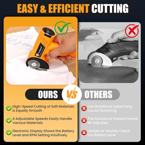 Mulwark Cardboard Cutter Electric, 4.2V Electric Scissors Cordless LED Display, Includes 2 Spare Blades, 4-Speed Electric Box Cutter for Cardboard, Carpet, Plastic, Leather, Portable Cutting Tool in Saudi Arabia