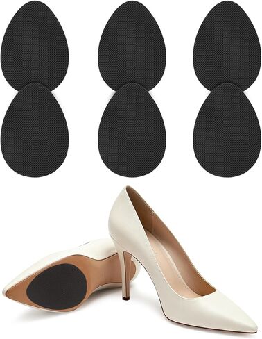 6Pcs Non Slip Shoe Pads, Rubber Self Adhesive Anti Slip Grips for High Heels and Flats, Black Oval Grid, Heel Noise Stopper, Sole Protector in Saudi Arabia