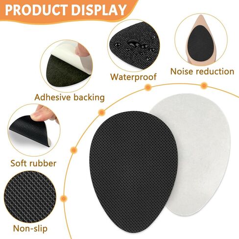 6Pcs Non Slip Shoe Pads, Rubber Self Adhesive Anti Slip Grips for High Heels and Flats, Black Oval Grid, Heel Noise Stopper, Sole Protector in Saudi Arabia