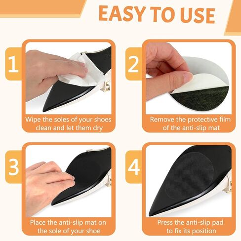 6Pcs Non Slip Shoe Pads, Rubber Self Adhesive Anti Slip Grips for High Heels and Flats, Black Oval Grid, Heel Noise Stopper, Sole Protector in Saudi Arabia