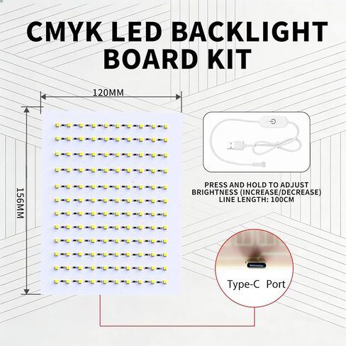 طقم لوحة إضاءة خلفية LED CMYK مكون من 3 قطع متوافق مع طابعة Bambu Lab P1/X1/A1/A1 Mini Series ثلاثية الأبعاد، لوحة إضاءة PCB Lithophane مع كابل طاقة USB/Type-C لنماذج الصور المطبوعة ثلاثية الأبعاد DIY in Saudi Arabia