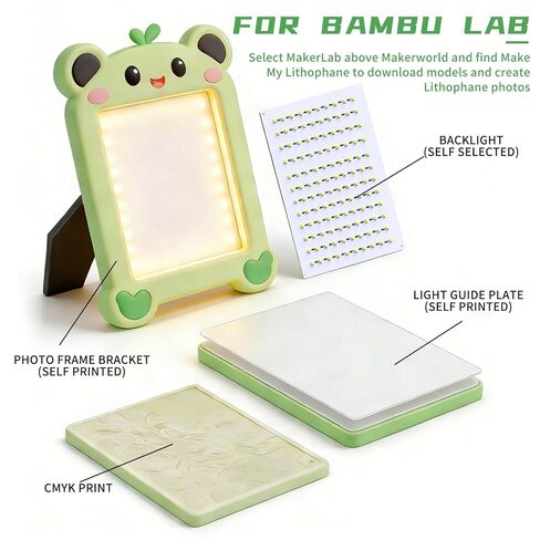 طقم لوحة إضاءة خلفية LED CMYK مكون من 3 قطع متوافق مع طابعة Bambu Lab P1/X1/A1/A1 Mini Series ثلاثية الأبعاد، لوحة إضاءة PCB Lithophane مع كابل طاقة USB/Type-C لنماذج الصور المطبوعة ثلاثية الأبعاد DIY in Saudi Arabia