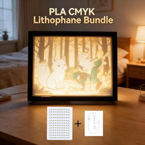 طقم لوحة إضاءة خلفية LED CMYK مكون من 3 قطع متوافق مع طابعة Bambu Lab P1/X1/A1/A1 Mini Series ثلاثية الأبعاد، لوحة إضاءة PCB Lithophane مع كابل طاقة USB/Type-C لنماذج الصور المطبوعة ثلاثية الأبعاد DIY in Saudi Arabia