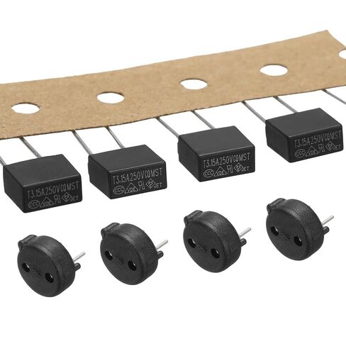 MECCANIXITY 5 Set Miniature Square Slow Blow Micro Fuses with Holders,T6.3A 250V for Protecting Household Appliances and Electronic Instruments, Black in Saudi Arabia