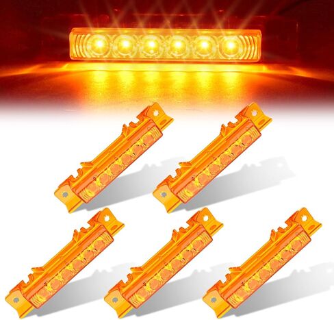 5-Pack 6LED Amber Cab Marker Roof Lights Clear Lens Waterproof for Volvo VNL 2003-2020 Trucks in Saudi Arabia