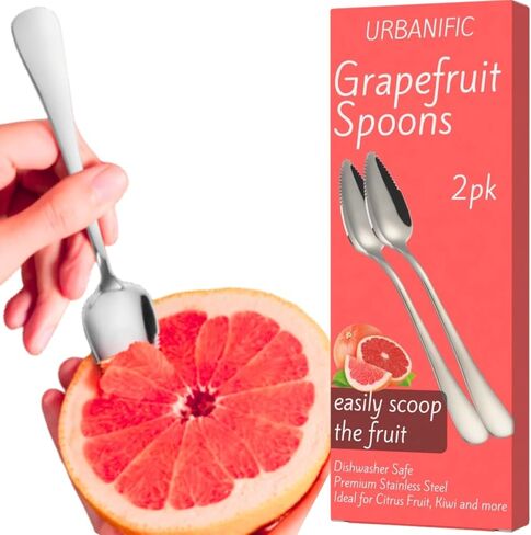 Grapefruit Spoons – Serrated Edge Stainless Steel Spoons to Easily Cut Citrus Fruits like Grapefruit, Oranges & Kiwi – Polished Finish, Dishwasher Safe - 2 Pack in Saudi Arabia