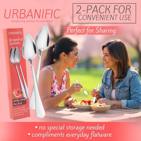 Grapefruit Spoons – Serrated Edge Stainless Steel Spoons to Easily Cut Citrus Fruits like Grapefruit, Oranges & Kiwi – Polished Finish, Dishwasher Safe - 2 Pack in Saudi Arabia