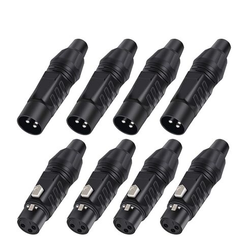 X L R 3 Pin Male Female Snake Plug Audio Microphone Cable Connector Adapters Black 10Pcs(10xD1034F) in Saudi Arabia