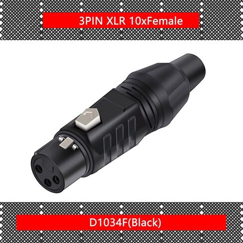 X L R 3 Pin Male Female Snake Plug Audio Microphone Cable Connector Adapters Black 10Pcs(10xD1034F) in Saudi Arabia