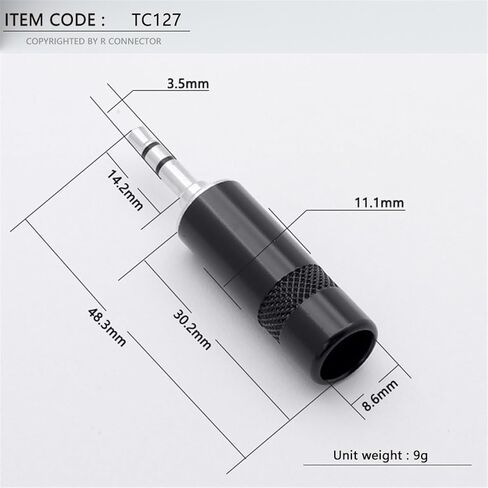 2PCS Jack 3.5MM Connector Stereo 3Poles 3.5MM Male Plug Gunmetal Tube for 8.5MM Audio Earphone Cable Connector DIY(Black) in Saudi Arabia