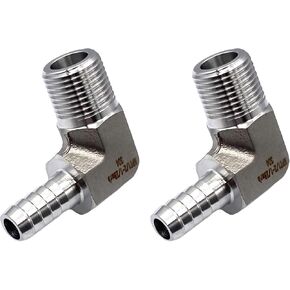 2 قطعة 1/2 "بارب × 1/2" ذكر NPT تركيبات خرطوم الفولاذ المقاوم للصدأ 90 درجة محولات الكوع لأنظمة الغازات والمياه والزيوت والوقود in Kuwait