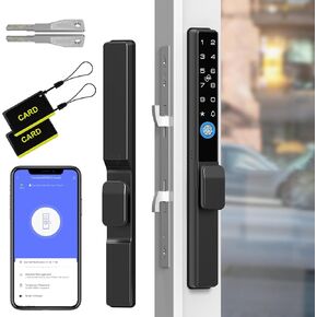 قفل باب زجاجي منزلق نحيف، قفل باب منزلق مع بصمة الإصبع عن بعد ولوحة مفاتيح RFID ومفتاح إلكتروني رقمي بيومتري قفل ذكي لباب الفناء المنزلق المزدوج in Kuwait