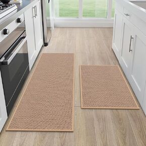 Kitchen Mats for Floor 2 Piece - Kitchen Rugs Non Slip Washable 20"x32"+20"x47", Beige in Saudi Arabia
