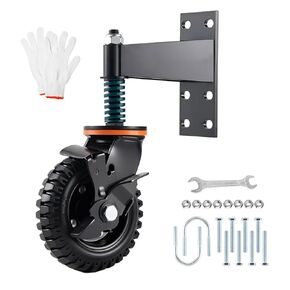 2 Pack 6 Inch Gate Wheel with Brake ， Heavy Duty Fence Wheel 360° Swivel, Spring Shock Absorption, 1000LB Capacity, All-Terrain Rubber Tire & Metal Bracket for Sliding Farm Garden Gates in Saudi Arabia