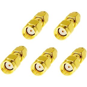 Gold Tone RP SMA Male to RP S M A Male Plug Connector RF Coaxial Adapter Gold-Plated Converter 5Pcs in Kuwait