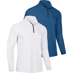 2 Pack Men's 1/4 Zip Long Sleeve Sun Shirts, UPF 50+ UV Protection Quick Dry Rash Guard for Golf Fishing in Saudi Arabia