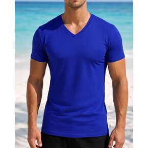 Men’s V Neck Shirts, Casual Slim Fit Short T-Shirts Soft Lightweight in Kuwait