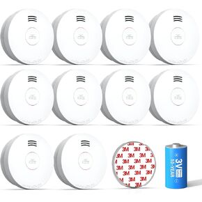 SITERWELL Smoke Detector, Smoke Detector 10 Year Battery with Photoelectric Sensor, Fire Alarm with Low Battery and Fault Warning for House and Bedroom, UL217-10th Listed, GS525A, 10 Packs in Saudi Arabia