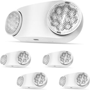 4PK LED Emergency Lights, Commercial Emergency Lighting for Business, Power Outages, Offices, with Backup Battery (90 Minutes), Wall Mount, Hard Wired, 120-277V, Fire Resistant (94V-0) UL White in Saudi Arabia