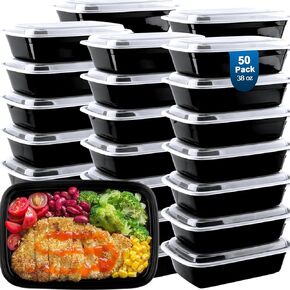vivigu 50 Pack Meal Prep Containers 38 oz, Leakproof To Go Food Containers, Disposable & Reusable Food Prep Containers for Takeout, Food Storage Containers BPA-Free, Microwave/Dishwasher/Freezer Safe in Saudi Arabia