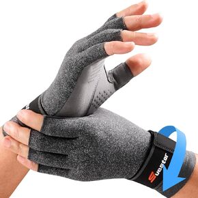 SueStar Arthritis Gloves with Removable Wrist Strap, Strengthen Compression Gloves for Arthritis, Carpal Tunnel Pain Relief, Rheumatoid, Tendonitis, Fingerless Computer for Women(M) in Saudi Arabia