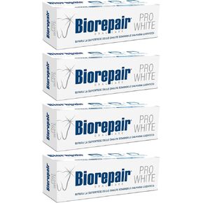 Biorepair: "Pro White" Whitening Toothpaste with microRepair - 2.5 Fluid Ounce (75ml) Tubes (Pack of 4) [ Italian Import ] in Kuwait