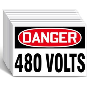 10 قطع من ملصقات Novabright DANGER 480 Volts - ملصقات تحذيرية من الفينيل لاصقة مقاس 5 بوصة × 3.5 بوصة لمكان العمل الصناعي الكهربائي in Kuwait