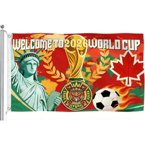 World Soccer Cup 2026 Flag 2026 American Canada Mexico Football Merchandise 5×3 Ft Welcome to World Soccer Cup 2026 Banner for Sports Watch Parties and Fan Gathering Events 2026 Welcome Flag in Saudi Arabia