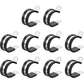 uxcell 1-1/8"(28mm) Cable Clamp, 304 Stainless Steel Rubber Cushioned Insulated Clamp R Shape Metal Clamp Tube Holder for Pipe Hose Wire Cord Installation 10Pcs in Kuwait