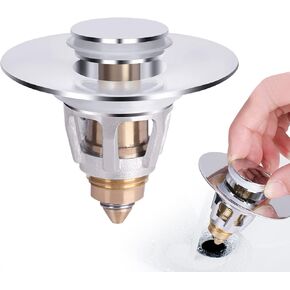 U.S. Standard Bathroom Sink Stopper 1.1"-1.5", Stainless Steel Universal Pop Up Drain Stopper for Bathroom Sink, Universal Drain Filter Drain Plug with Spring Core ​Push Type Converte in Saudi Arabia