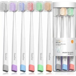 Ultra Clean Soft Toothbrush for Adults with Wide Head, Tapered Spiral Bristles with Medium Cleaning Power, Manual Toothbrush with Cover, Multi-Color, 6 Count, Travel and Daily Use in Saudi Arabia