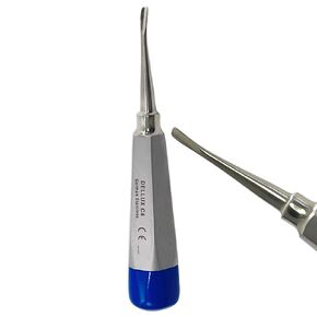 1 Each Root Extracting Dental Tooth Elevator Luxating Pick - 4mm Curved Tip - #C4 - Blue Color Hollow Handle - German Stainless Steel in Saudi Arabia