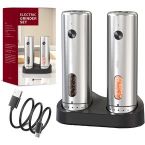 Electric Salt & Pepper Grinder Set of 2,Adjustable Coarseness with USB C Charging Rechargeable for Women &Men (Black Set) in Saudi Arabia