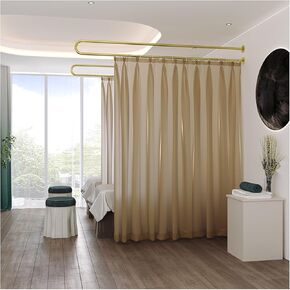 Metal Support Wall Mounted Privacy Curtain, U-Shape Portable Room Divider Curtains, for Fitting Room Beauty Salon Bedroom and Hospital(Coffee,200cm/78.7in) in Saudi Arabia