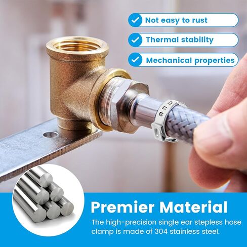 170Pcs Stainless Steel Single Ear Hose Clamp Flexible Adjustment Crimp Hose Clamp Kit Tight Connection Pipe Clip for Heater in Saudi Arabia