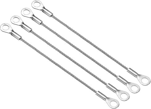 MECCANIXITY 304 Stainless Steel Lanyard Cable 10cmx3mm, Eyelets Ended Short Wire Rope Lanyard Safety Tether, Silver Tone 4Pcs in Saudi Arabia