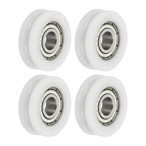 MECCANIXITY U Groove Ball Bearing Roller، 6 × 27 × 8 مم عجلة دليل بكرة نايلون من الفولاذ المقاوم للصدأ بديل عالي التحمل للمعدات الميكانيكية لنافذة الباب المنزلق، حزمة سوداء من 4 in Saudi Arabia